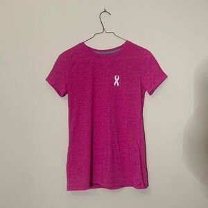 Under Armour Athletic Pink White Breast Cancer Ribbon T-shirt Women's Size XS